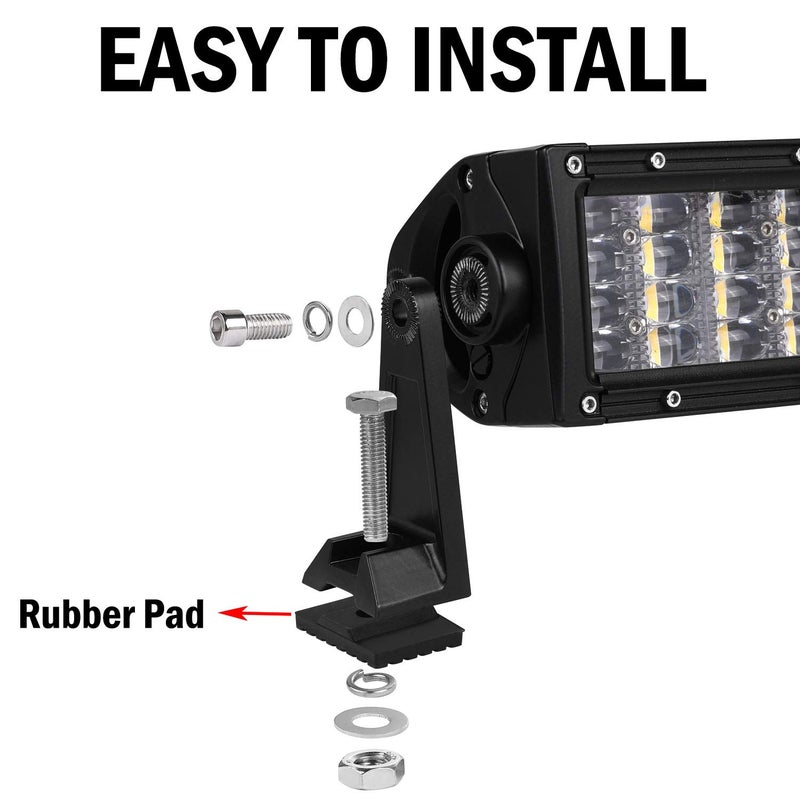 Muto-Beam Side Mounting Brackets, Muto-Beam Universal Side Bracket for LED Pods Light Bar Bracket Double Row Light Bar Brackets with Rubber Pad for Truck ATV UTV SUV Boat - Image 2